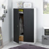 Armoire Wood Blanc, portes peinture ardoise, ouverte