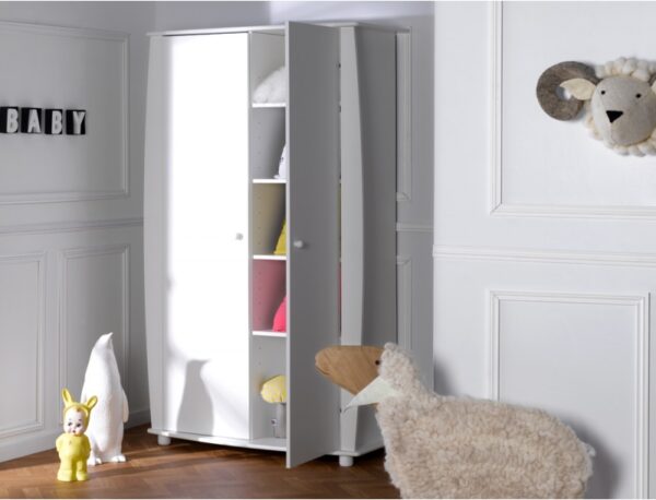 Armoire bébé et enfant Médéa blanche - Ouverte