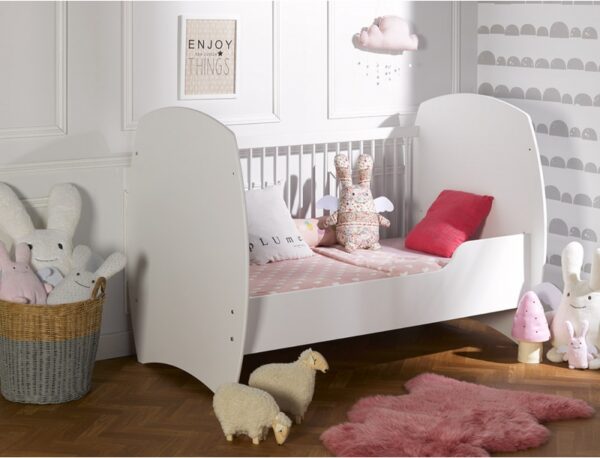 Lit bébé Méda Blanc 70 x 140 rose