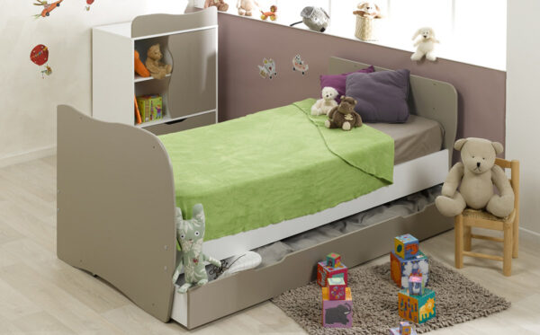 Lit combi évolutif tiroir Belem blanc/lin 70x140 cm – Image 2
