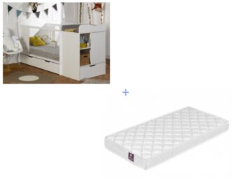 Lit bébé combiné évolutif Belem blanc 70×140 cm + Matelas