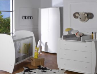 Chambre bébé complète Médéa blanche 70×140 cm