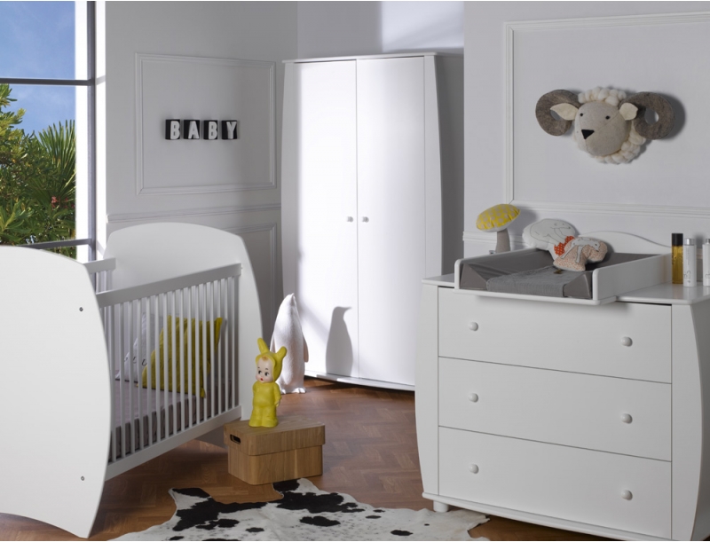 Chambre bébé complète Médéa blanche 70x140 cm - Morgaëlla