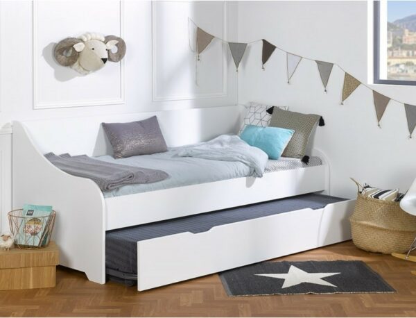 Lit banquette gigogne Calli blanc 80x200 cm + 2 matelas – Image 2