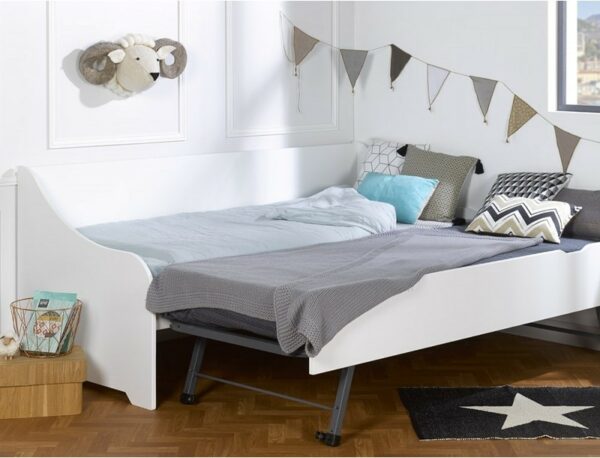 Lit banquette gigogne Opus Blanc & Bleu + 2 Matelas