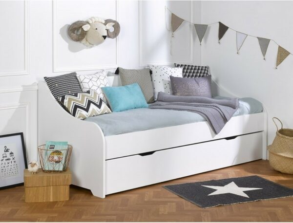 Lit banquette gigogne Calli blanc 80x200 cm + 2 matelas