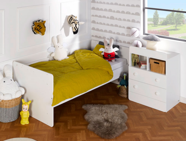 Lit bébé combiné évolutif Malte blanc 70x140 cm + Matelas – Image 5