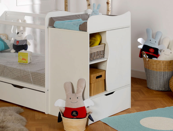 Lit bébé combiné évolutif Belem blanc 70x140 cm + Matelas – Image 3