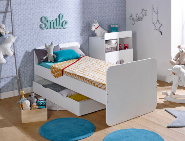 Lit bébé combiné évolutif Fleur blanc 70x140 cm + Matelas – Image 8