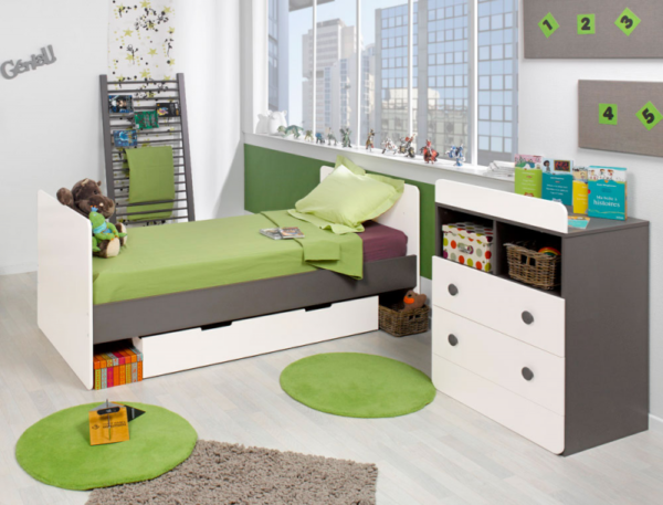 Lit bébé combiné évolutif Malte blanc/taupe 70x140 cm + Matelas – Image 5