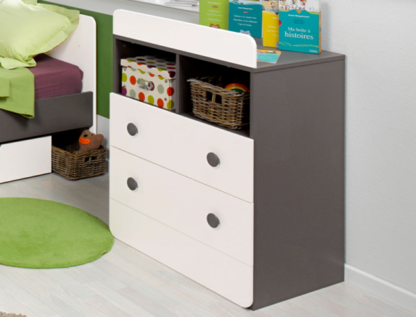 Lit bébé combiné évolutif Malte blanc/taupe 70x140 cm + Matelas – Image 6