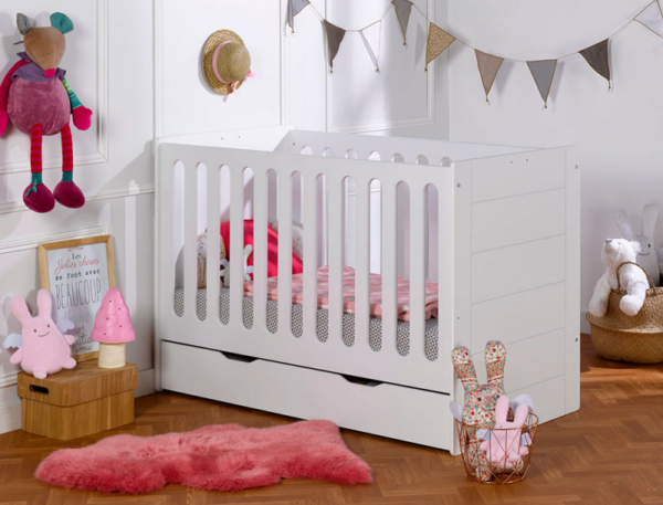 Lit bébé combiné évolutif Module blanc 70x140 cm + Matelas – Image 4