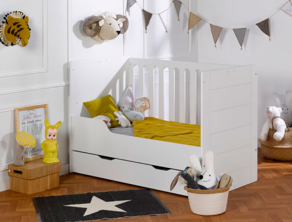 Lit bébé combiné évolutif Module blanc 70x140 cm + Matelas – Image 6