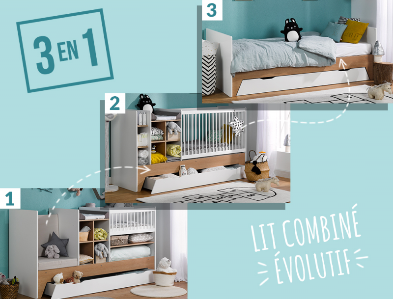 Pack lit combiné Ecrin avec tiroir et matelas couffin uniquement