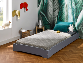 Lit Montessori Lokka gris flanelle 90×190 cm