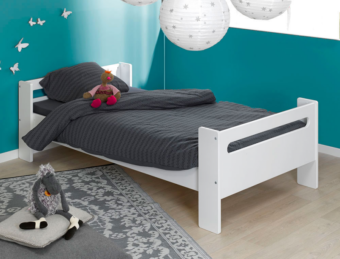 Lit enfant bas London blanc 90×190 cm + Matelas