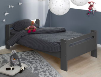 Lit enfant bas London anthracite 90×190 cm + Matelas