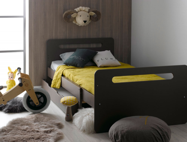 Lit enfant évolutif Féroé taupe + Tiroir & Matelas – Image 3