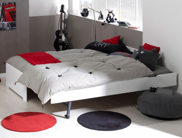 Lit gigogne enfant Féroé blanc 90x200 cm + 2 Matelas – Image 2