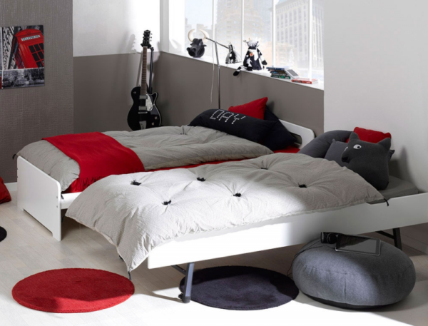 Lit gigogne enfant Féroé blanc 90x200 cm + 2 Matelas – Image 3