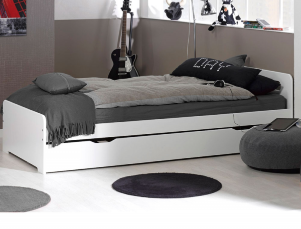 Lit gigogne enfant Féroé blanc 90x190 cm + 2 Matelas