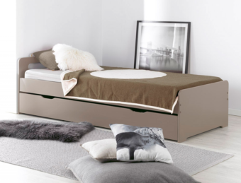 Lit gigogne enfant Féroé lin 90×200 cm + 2 Matelas