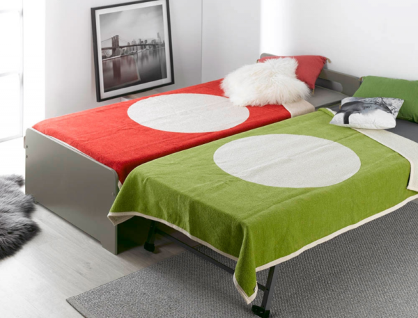 Lit gigogne enfant Féroé lin 90x200 cm + 2 Matelas – Image 2