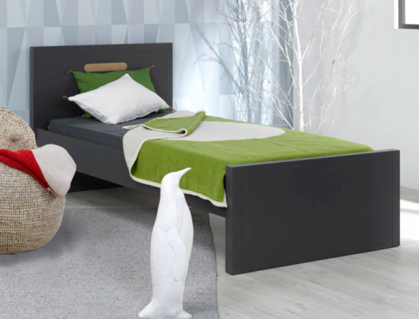 Lit enfant Milo anthracite 90x200 cm + 2 matelas + Tiroir de lit gigogne – Image 2