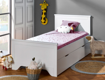 Lit enfant Occitane 90×190 cm + 2 matelas + Sommier 90×190 cm + Tiroir de lit gigogne