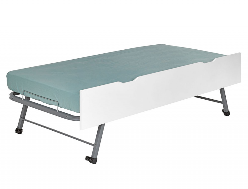 Lit enfant bas London blanc 90x190 cm + Matelas - Morgaëlla