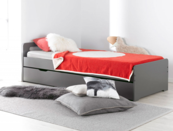 Lit gigogne enfant Féroé anthracite 90×190 cm + 2 Matelas