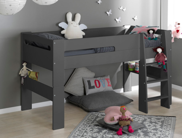 Lit demi-hauteur London anthracite 90x190 cm