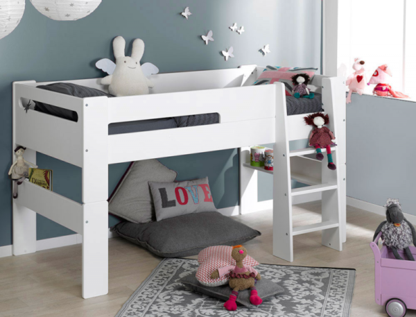 Lit demi-hauteur London blanc 90x190 cm