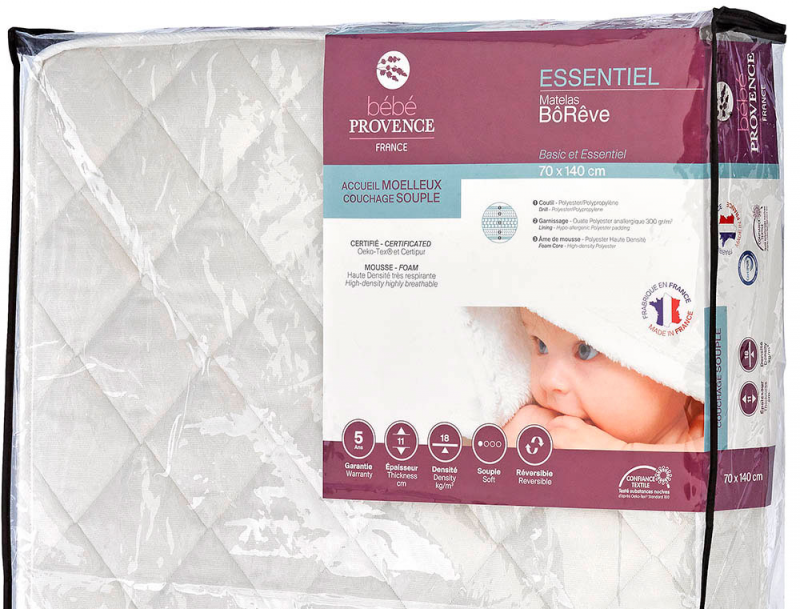 Matelas lit bébé 70x140x11 cm - Laurette