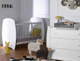 Mini chambre bébé Médéa blanche 70×140 cm avec plan à langer