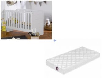 Lit bébé combiné évolutif Module blanc 70×140 cm + Matelas