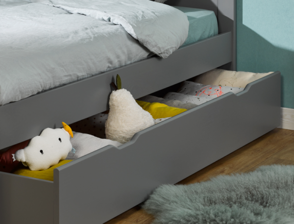 Pack lit enfant Opale gris flanelle + Tiroir lit + 1 matelas + Sommier – Image 6
