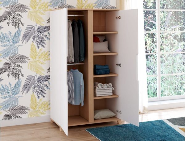 Armoire Milor Blanc et Bois – Image 2