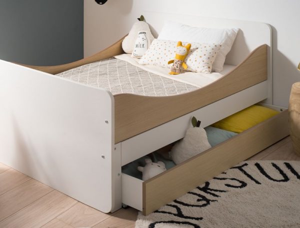 Tiroir pour lit évolutif Opus blanc et bois – Image 2