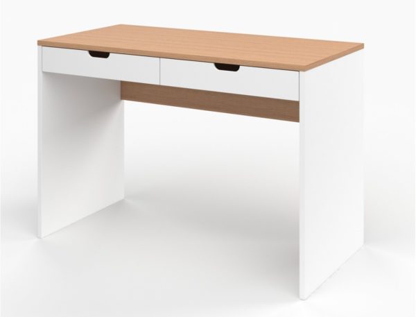 Bureau Blanc et Bois avec caisson Milor – Image 3