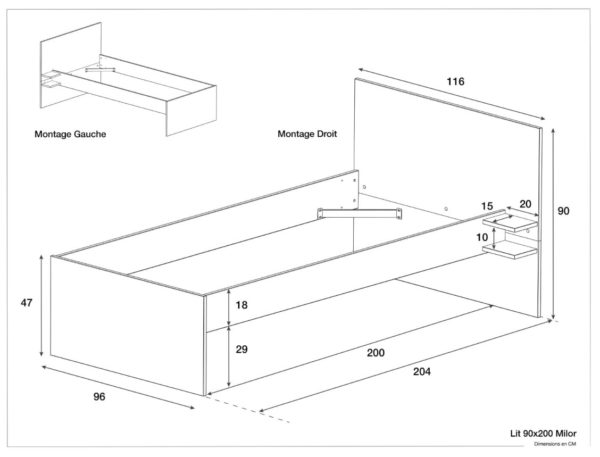 Lit Milor anthracite 90x200 cm – Image 3